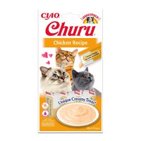 INABA CIAO Churu Piure, Pui, recompense lichide fără cereale pisici, topping cremos, 14g x 4 - 1