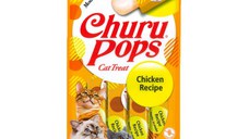 INABA CIAO Churu Pops, Pui, recompense lichide fără cereale pisici, topping pate, 15g x 4