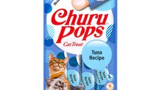 INABA CIAO Churu Pops, Ton, recompense lichide monoproteice fără cereale pisici, topping pate, 15g x 4