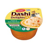 INABA Ciao Dashi, Pui și Fulgi de Bonito, bol hrană umedă fără cereale pisici, (în sos), 70g - 1