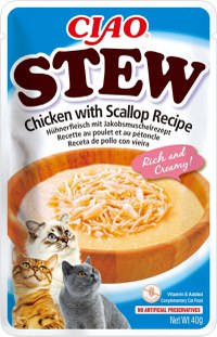INABA Ciao Stew, Pui și Scoici, plic hrană umedă fără cereale pisici, (în sos), 40g - 1