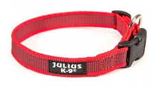 JULIUS-K9 Color & Gray, zgardă ajustabilă cu mâner câini, nylon, 20mm x 27-42cm, roșu cu gri