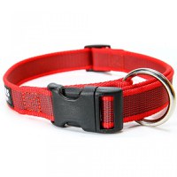 JULIUS-K9 Color & Gray, zgardă ajustabilă cu mâner câini, nylon, 20mm x 27-42cm, roșu cu gri - 4