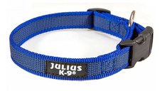 JULIUS-K9 Color & Gray, zgardă ajustabilă cu mâner câini, nylon, 25mm x 39-45cm, albastru