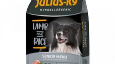 JULIUS-K9 Hypoallergenic Senior Menu, XS-XL, Miel și Orez, hrană uscată câini senior, alergii, 3kg