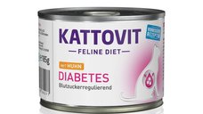 KATTOVIT Diabetes cu pui, hrana umeda veterinara pentru pisici, in aspic, conserva 185 g