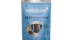 MARLY&DAN Regeneration Omega3 Salmon Skin, XS-XL, Somon, punguță recompense funcționale monoproteice fără cereale câini, piele & blană, 60g