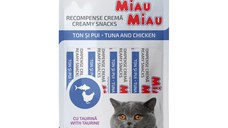 MIAU MIAU Creamy Snacks, Ton și Pui, recompense fără cereale pisici, (piure), 60g
