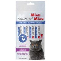 MIAU MIAU Creamy Snacks, Ton și Pui, recompense fără cereale pisici, (piure), 60g - 1
