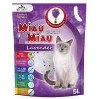 MIAU MIAU, Lavanda, așternut igienic pisici, granule, silicat, neaglomerant, neutralizare mirosuri, 5l - 1