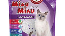 MIAU MIAU, Lavanda, așternut igienic pisici, granule, silicat, neaglomerant, neutralizare mirosuri, 5l