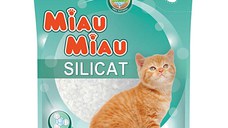 MIAU MIAU, neparfumat, așternut igienic pisici, granule, silicat, neaglomerant, neutralizare mirosuri, 3.8l