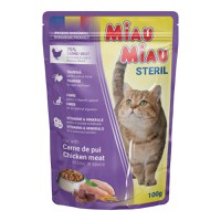 MIAU MIAU Sterilised, Pui, plic hrană umedă pisici sterilizate, (în sos), 100g - 1