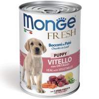 MONGE Fresh Puppy&Junior, XS-XL, Vițel și Legume, conservă hrană umedă câini junior, (în suc propriu), 400g - 2