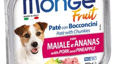 MONGE Fruit, XS-XL, Porc și Ananas, tăviță hrană umedă fără cereale câini, (în suc propriu), 100g