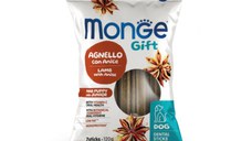 MONGE Gift Puppy&Junior Mini Dental Sticks, XS-S, Miel și Anason, punguță recompense funcționale fără cereale câini junior, 120g