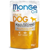 MONGE Grill Junior, XS-XL, Pui și Curcan, plic hrană umedă câini junior, (în suc propriu), 100g - 2