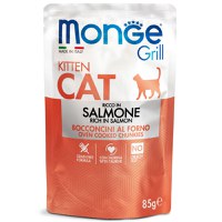 MONGE Grill Kitten, Somon, plic hrană umedă fără cereale pisici junior, (în aspic), 85g - 1