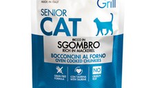 MONGE Grill Senior, Macrou, plic hrană umedă fără cereale pisici senior, (în aspic), 85g