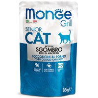 MONGE Grill Senior, Macrou, plic hrană umedă fără cereale pisici senior, (în aspic), 85g - 2