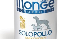 MONGE Monoprotein Pui pentru Câini, Conservă Hrană Umedă Fără Cereale, 400g, XS-XL
