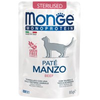 MONGE Monoprotein Sterilised, Vită, plic hrană umedă monoproteică fără cereale pisici sterilizate, (pate), 85g - 1
