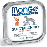 MONGE Monoprotein, XS-XL, Curcan, tăviță hrană umedă monoproteică fără cereale câini, (pate), 150g - 1