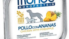 MONGE Monoprotein, XS-XL, Pui și Ananas, tăviță hrană umedă monoproteică fără cereale câini, (pate), 150g