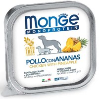 MONGE Monoprotein, XS-XL, Pui și Ananas, tăviță hrană umedă monoproteică fără cereale câini, (pate), 150g - 2