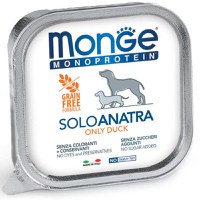 MONGE Monoprotein, XS-XL, Rață, tăviță hrană umedă monoproteică fără cereale câini, (pate), 150g - 1