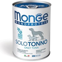 MONGE Monoprotein, XS-XL, Ton, conservă hrană umedă monoproteică fără cereale câini, (pate), 400g - 1