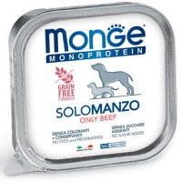 MONGE Monoprotein, XS-XL, Vită, tăviță hrană umedă monoproteică fără cereale câini, (pate), 150g - 1