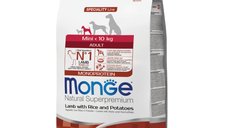 MONGE Superpremium Monoprotein Adult Mini cu Miel si Orez pentru Câini XS-S, 2.5kg