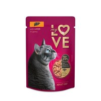 MY LOVE, Ficat, plic hrană umedă pisici, (în sos), 85g - 2