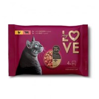 MY LOVE, Pui și Vită, plic hrană umedă pisici, (în sos), multipack, 85g x 4buc - 2