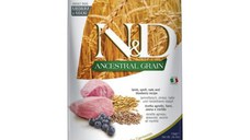 N&D Ancestral Grain Adult Medium/Maxi, M-XL, Miel și afine, hrană uscată conținut redus cereale câini, 12kg
