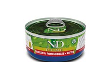 N&D Prime Kitten, Pui și Rodie, hrană uscată fără cereale pisici junior, 70g