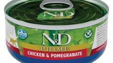 N&D Prime, Pui și Rodie, conservă hrană umedă fără cereale pisici, (în sos), 70g