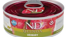 N&D Quinoa Adult Urinary, Rață, conservă hrană umedă fără cereale pisici, sistem urinar, (în sos), 80g