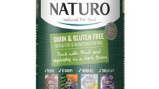 NATURO Grain Free Rață și Legume pentru Câini XS-L, Conservă Hrană Umedă 390g