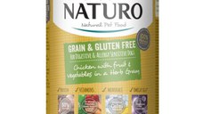 NATURO Grain Free, XS-L, Pui și Legume, conservă hrană umedă fără cereale câini, (în sos), 390g