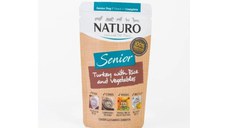 NATURO Senior, XS-XL, Curcan și Orez, plic hrană umedă câini senior, (în suc propriu), 150g