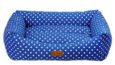 Pat dreptunghiular 4DOG Deluxe Makarons pentru caini, din bumbac impermeabil, albastru, XS-S, 50x38x19 cm