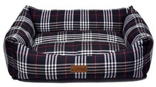 Pat ortopedic dreptunghiular pentru caini 4DOG Deluxe Danish, bumbac, negru, XS-S, 50x38x19 cm