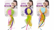 PAWISE Jucarie de Plus pentru Pisici cu Minge, Pene, Panglici si Catnip, 9.5 x 15 x 4.5 cm