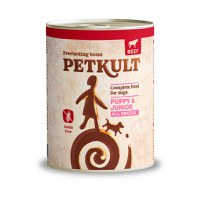 PETKULT Grain Free Junior, Vită, conservă hrană umedă fără cereale câini junior, 400g - 1