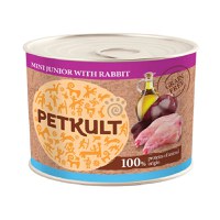 PETKULT Grain Free Mini Junior, Iepure, conservă hrană umedă fără cereale câini junior, 185g - 1