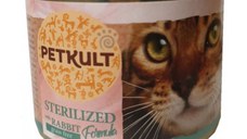 PETKULT Sterilised, Iepure, conservă hrană umedă fără cereale pisici, 185g