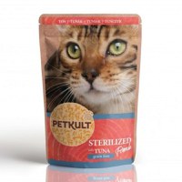 PETKULT Sterilised, Ton, hrană umedă fără cereale pisici PETKULT Sterilised, Ton, plic hrană umedă fără cereale pisici, 100g - 1
