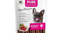 PET'S DESSERT Pure Doggie Delight Hypoallergenic, XS-XL, Struț, punguță recompense monoproteice fără cereale câini, alergii, 80g